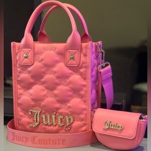 Juicy Couture Pink Quilted Mini Tote Bag + Coin Pouch Set